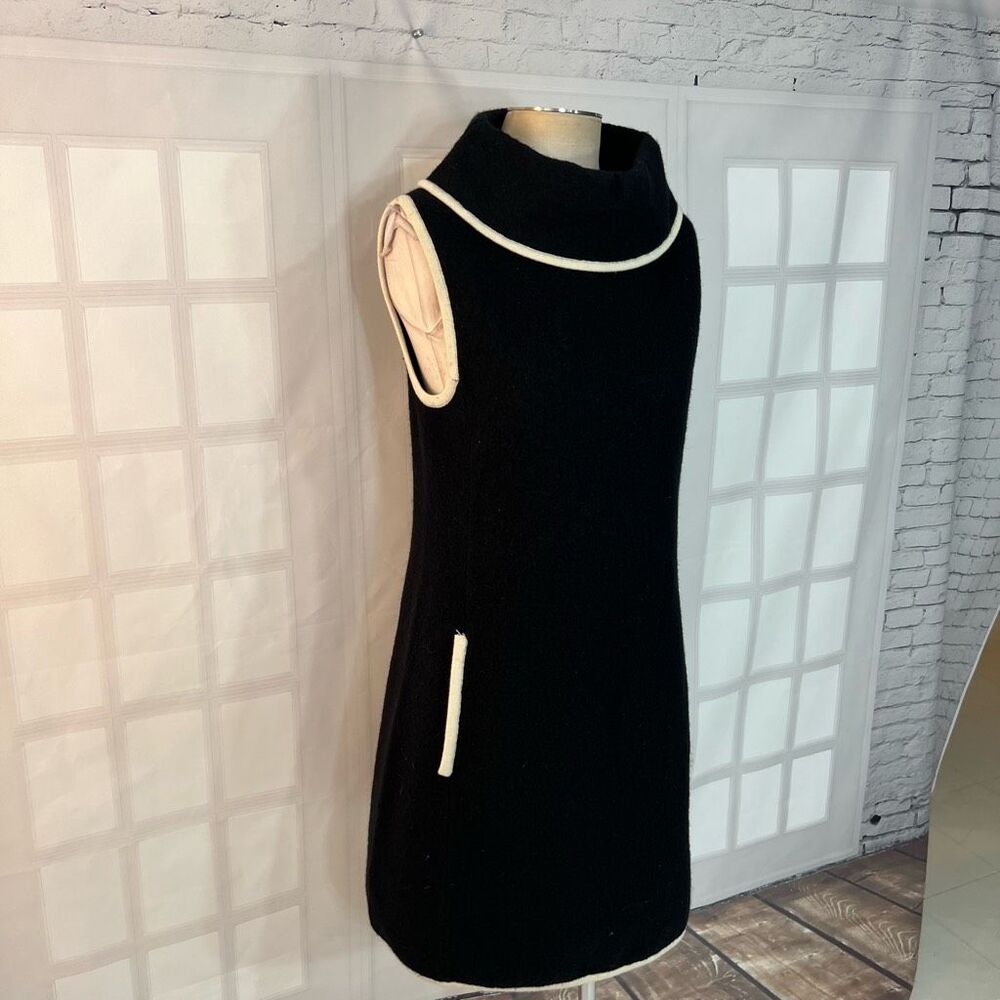 Rachel Zoe Black Wool Roll Neck Mod Vibe Mini Tunic Dress Size Medium - Picture 2 of 10